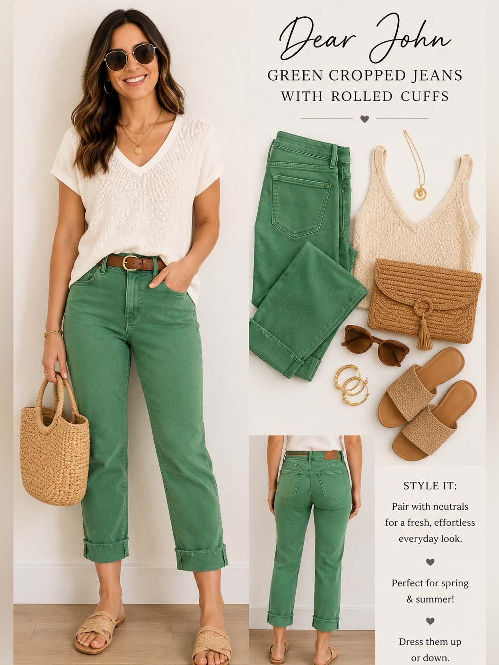 Dear John Green Cropped Jeans with Rolled Cuffs